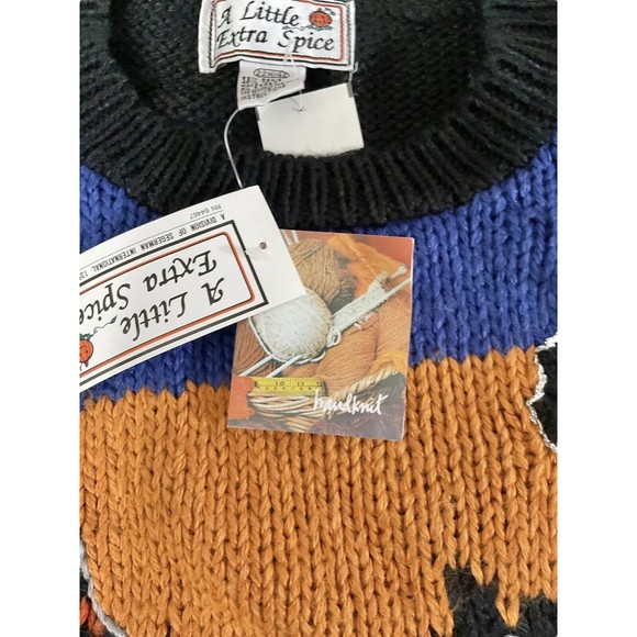 Womens Halloween Sweater 22W/42/2XL NEW’95 Handknit A Little Extra Spice Pullovr - Picture 4 of 14
